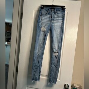 Ankle skinny buckle black jeans